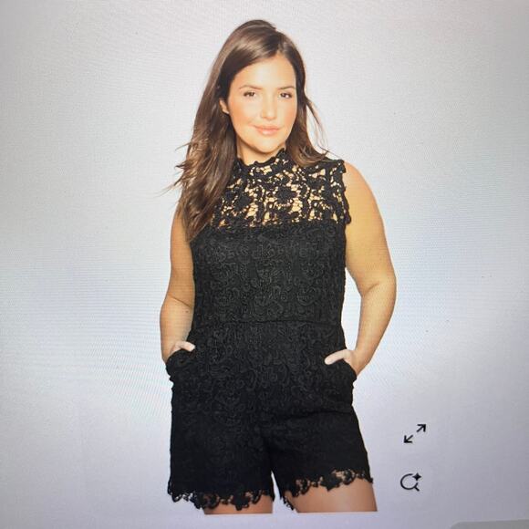 Eloquii Studio Lace Sleeveless Black Romper - Picture 1 of 9